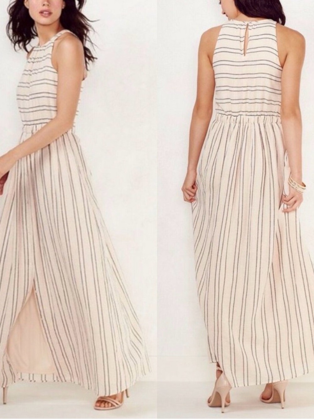 LC Lauren Conrad Striped Linen Blend Maxi Dress Sleeveless S